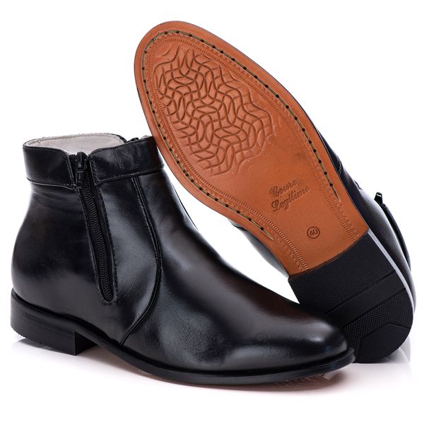 Botina Couro de Carneiro Ransterine Preto Comfort Ransterine