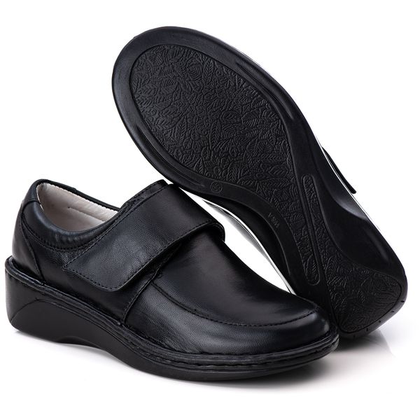 Sapato Feminino Ransterine Anti Stress Couro Preto Ransterine
