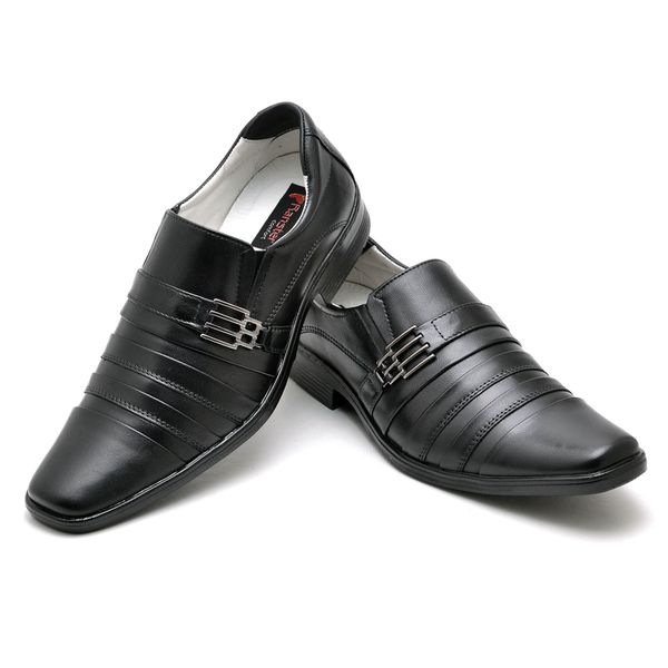 Sapato Social Comfort Ransterine Masculino em Couro Preto