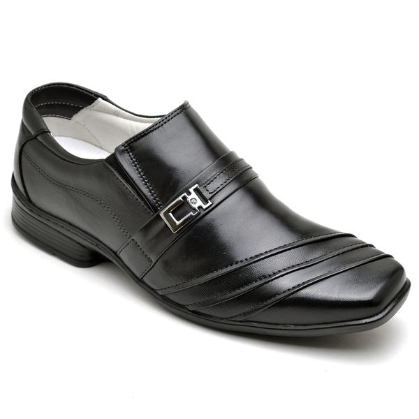 Sapato Social Comfort Ransterine Masculino em Couro Preto 