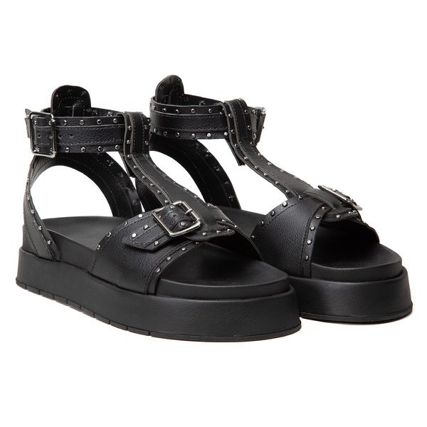 Sandália Flatform Com Spikes Rast Shoes Confort – Preta