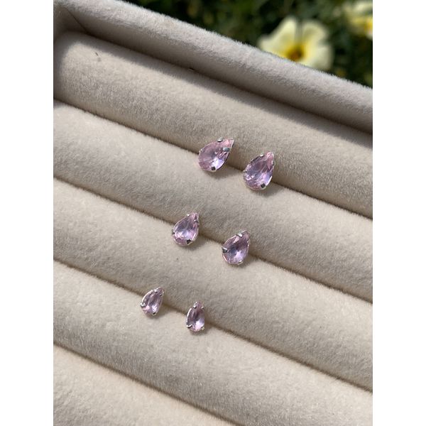 Brinco Gota Rosa Claro Trio