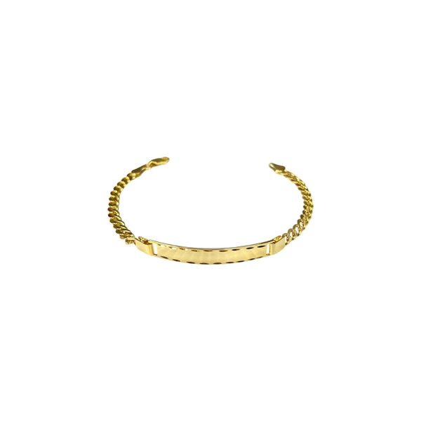 Pulseira Grumet Placa Fecho Mosquetinho Banhado A Ouro 18k