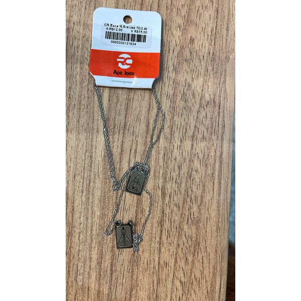 Corrente Escapulário Nossa Senhora Jesus Aço Inoxidável