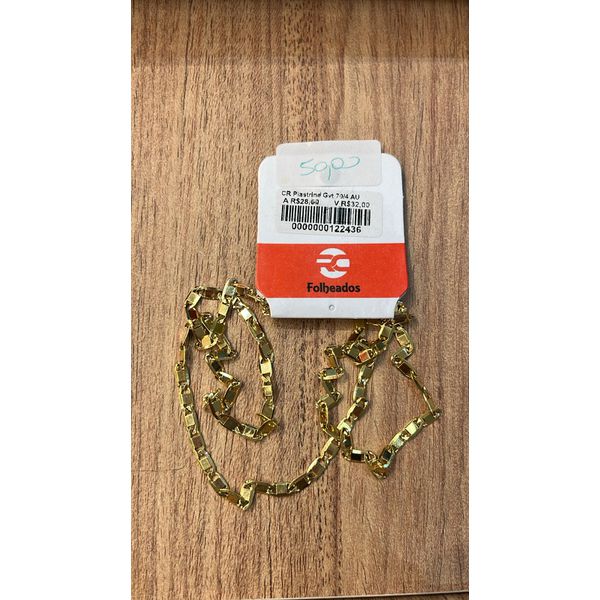Corrente Piastrine Fecho Gaveta Banhado A Ouro 18k