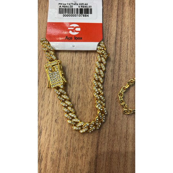 Pulseira Cravejada Trava Dupla Banhado A Ouro 18K