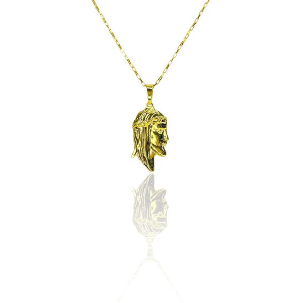 Pingente Zamac Face Cristo 20x45 Banhado A Ouro 18k