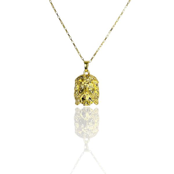 Pingente Zamac Face Cristo Banhado A Ouro 18k