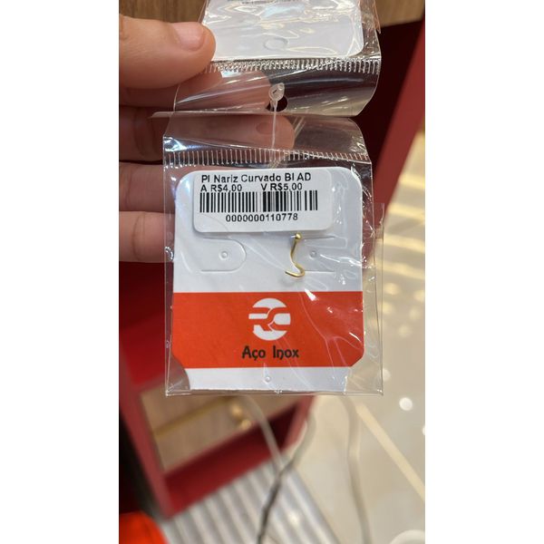 Piercing Nariz Curvado Bola Aço Dourado 