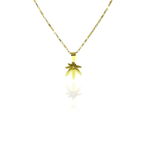 Pingente Folha Maconha 16x18 Aço Dourado 
