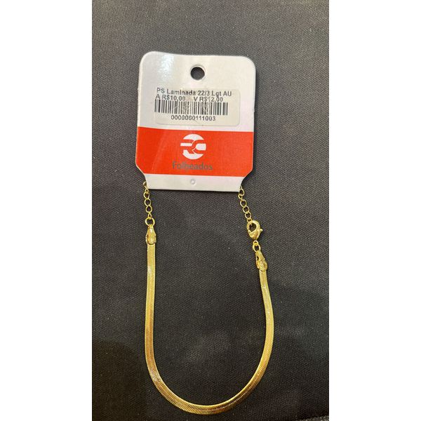 Pulseira Laminada 22/3 Banhado A Ouro 18K