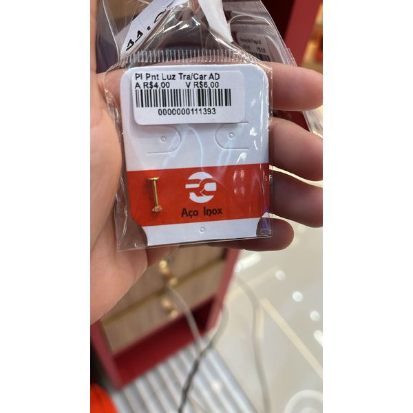 Piercing Ponto De Luz Trava Aço Dourado