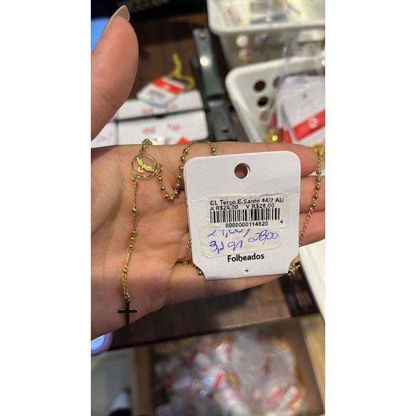 Colar Terço Espírito Santo Banhado A Ouro 18K