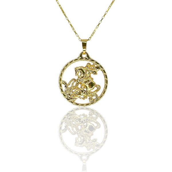 Pingente Zamac São Jorge Banhado A Ouro 18k
