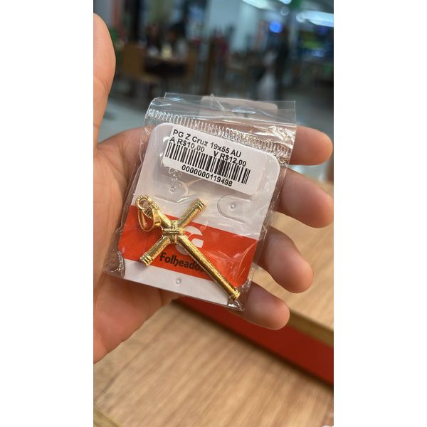 Pingente Zamac Cruz Banhado A Ouro 18k
