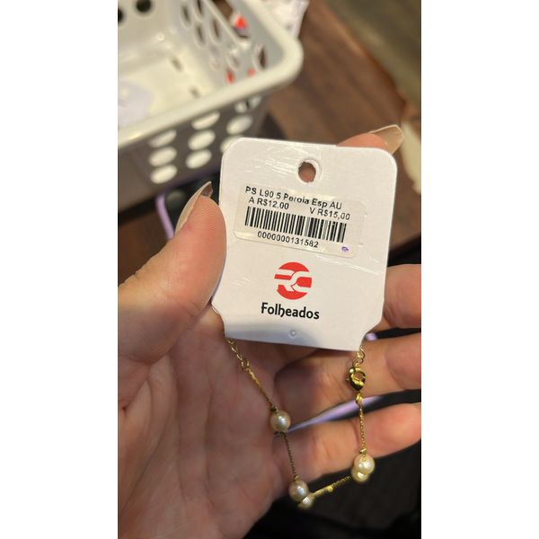 Pulseira Malha L90 Pérola Espaçada Banhado A Ouro 18K