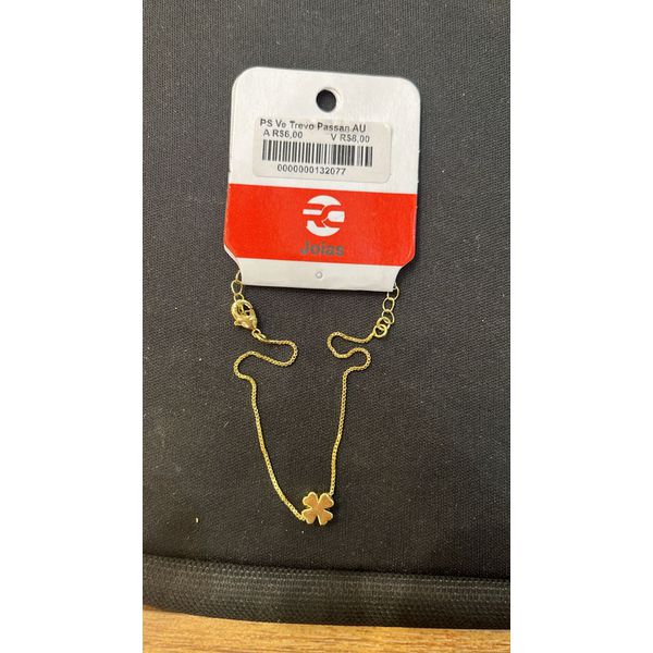 Pulseira Veneziana Trevo Passante Banhado A Ouro 18K