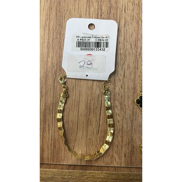 Pulseira Laminada Frisada Banhado A Ouro 18K