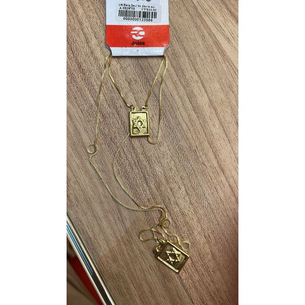 Corrente Escapulário Davi Veneziana 14x18 Banhado A Ouro 18K