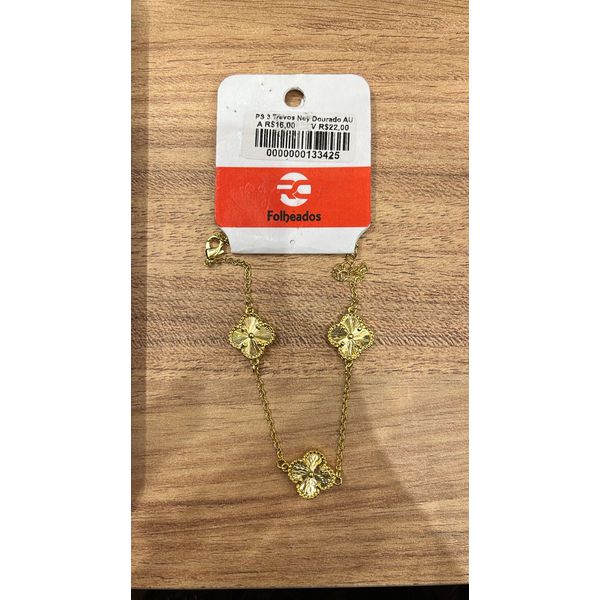 Pulseira Três Trevo Ney Dourado Banhado A Ouro 18K