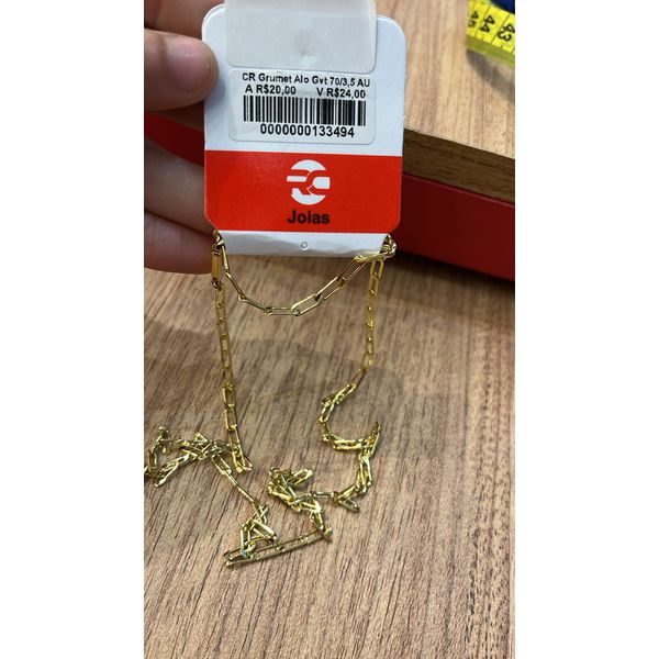Corrente Grumet Alongada Fecho Gaveta Banhado A Ouro 18K