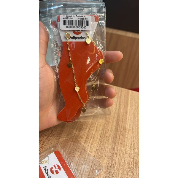 Tornozeleira Coração Liso Badulaque Banhado A Ouro 18k