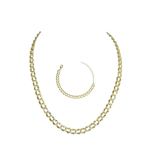 Conjunto Grumet Dois Elo Banhado A Ouro 18K