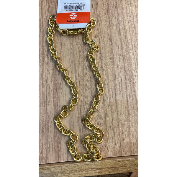 Corrente Cadeado Fecho Gaveta Trava Dupla Banhado A Ouro 18K