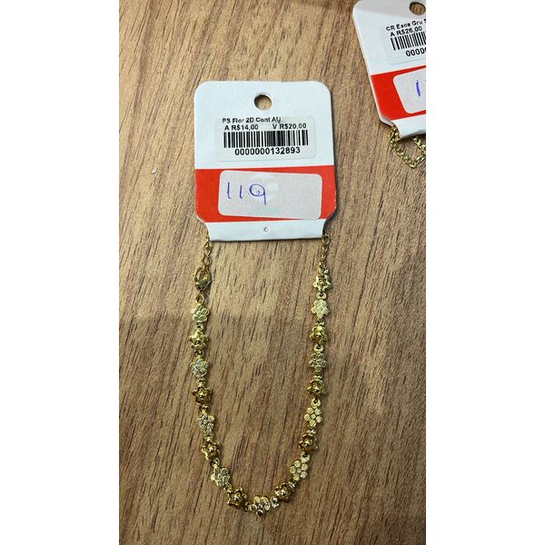 Pulseira Flor 2D Contínua Banhado a Ouro 18K