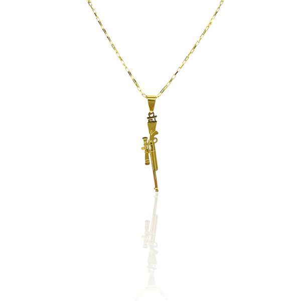 Pingente Fuzil Aço Dourado 