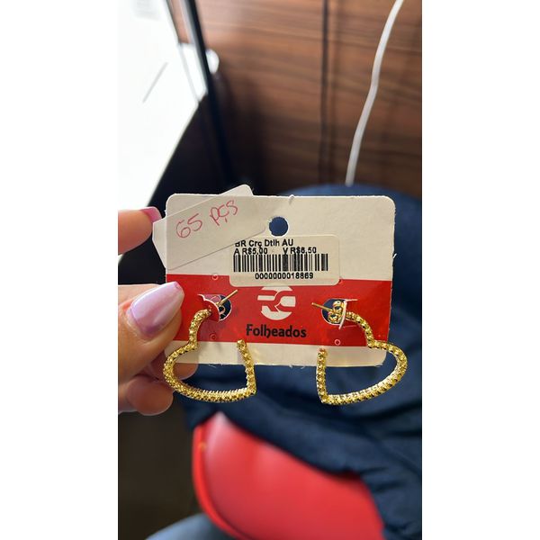 Brinco Coração Detalhado Banhado a Ouro 181K