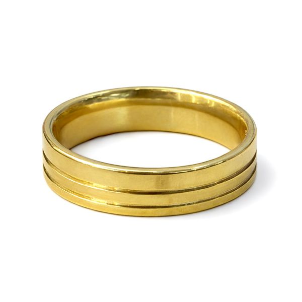 Aliança Reta 2 Linhas Aço Dourado