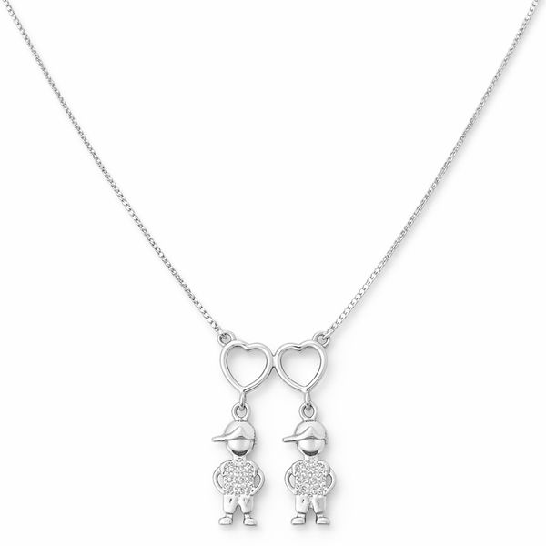 Colar Menino Menino Cravejado Banhado a Prata 925