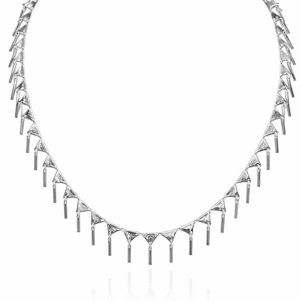 Colar Triângulo Palito Banhado A Prata 925