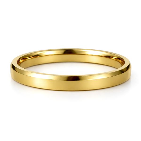 Aliança Reta Chanfrada Aço Dourado