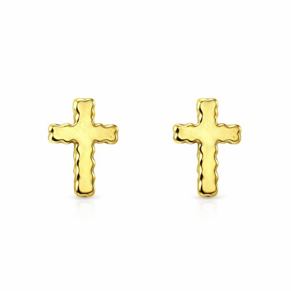 Brinco Cruz Mini Banhado a Ouro 18K