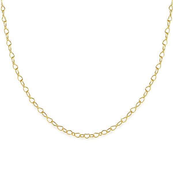 Colar Elo Coração Vazado Banhado A Ouro 18k