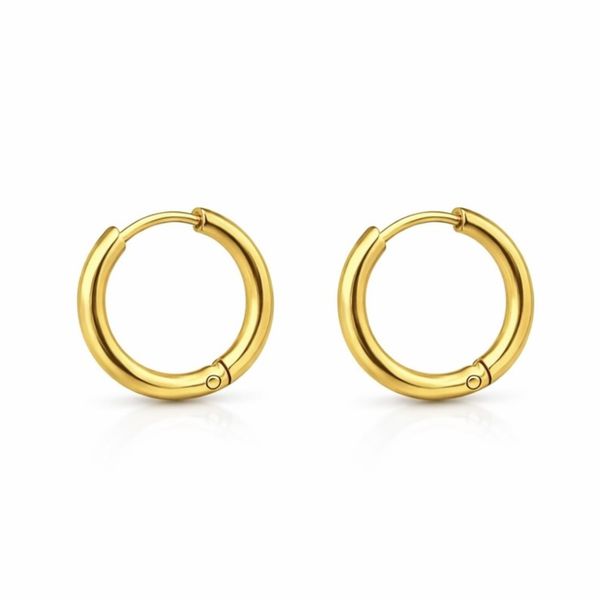 Brinco Argola Lisa 14mm Aço Dourado