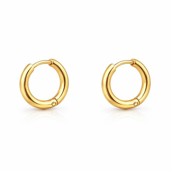 Brinco Argola Lisa 12mm Aço Dourado