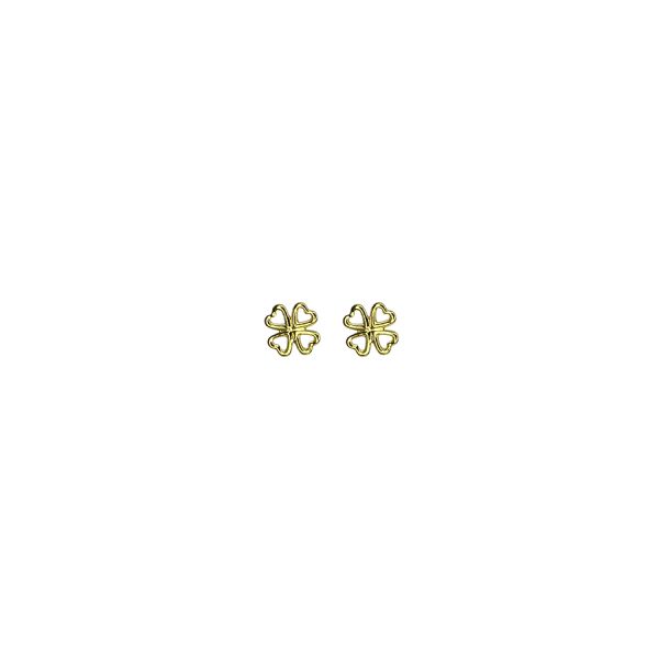 Brinco Quatro Trevo Vazado Banhado A Ouro 18K