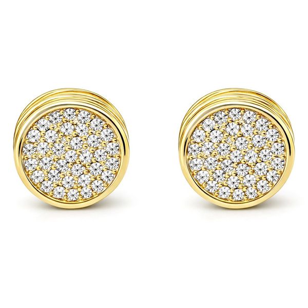 Brinco Matrix Cravejado 11 Milímetros Hipoalergênica Banhado a Ouro 18K