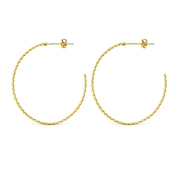 Brinco Argola Torcida Tarraxa N7 Banhado a Ouro n18K