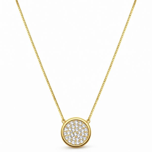 Colar Matrix Passante Cravejado 14 Milímetros Hipoalergênico Banhado a Ouro 18K