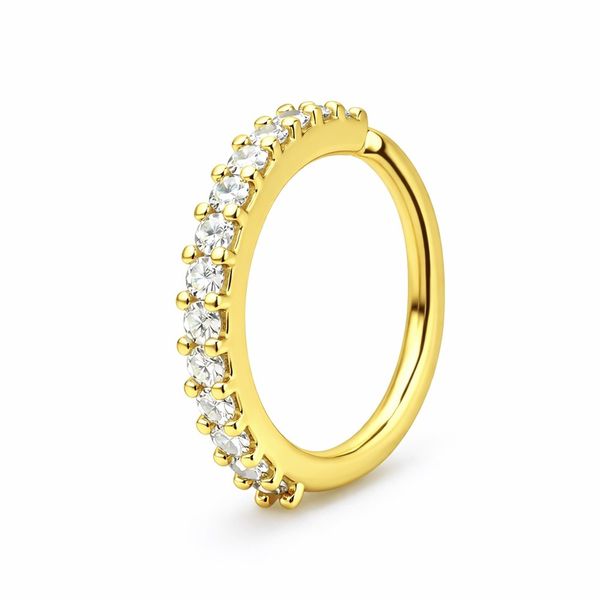 PIercing Nariz Argola Cravejado Aço Dourado