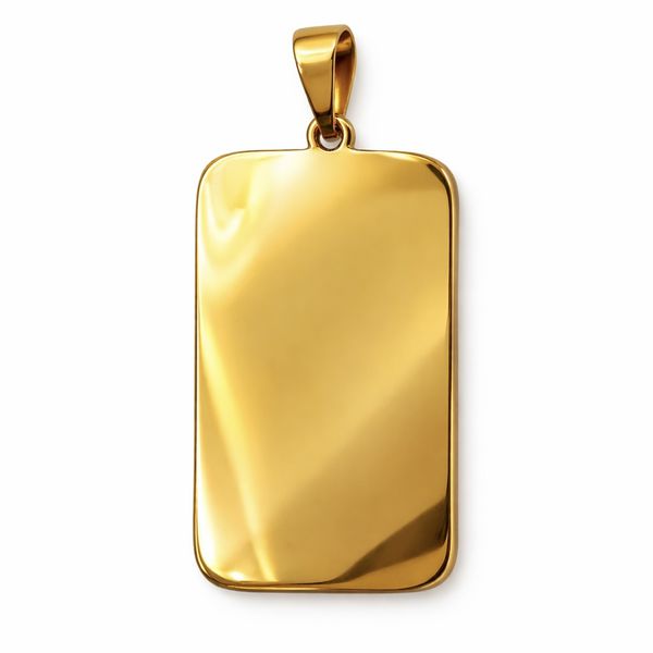 Pingente Placa Lisa Aço Dourado 