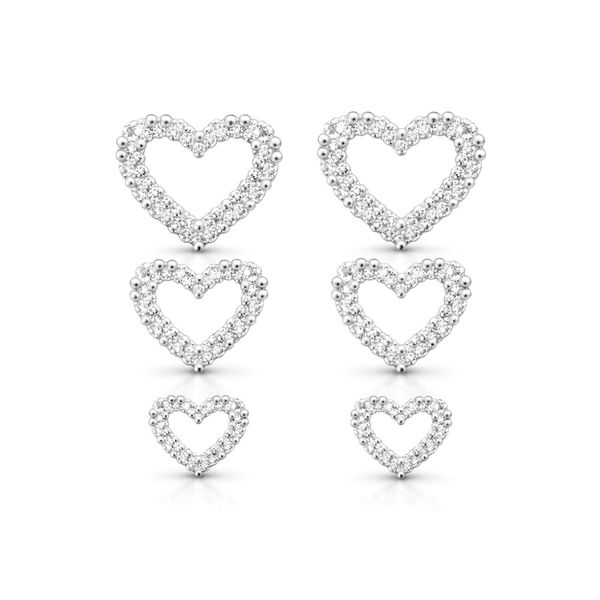 Brinco Trio Coração Cravejado Hipoalergênico Banhado a Prata 925