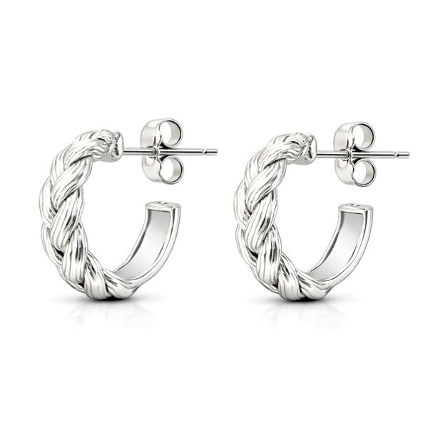 Brinco Argola Trança Tarraxa Hipoalergênico Banhado a Prata 925