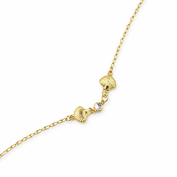 Tornozeleira Concha Tiffany Cristal Entremeio Banhado a Ouro 18K