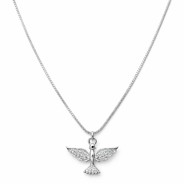 Colar Espírito Santo Cravejado Banhado a Prata 925