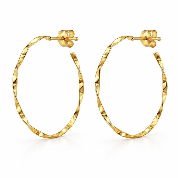 Briinco Argola Torcida Tarraxa N5 Banhado a Ouro 18K